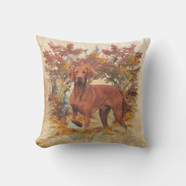 Hungarian Vizsla art   Outdoor Pillow (Front)
