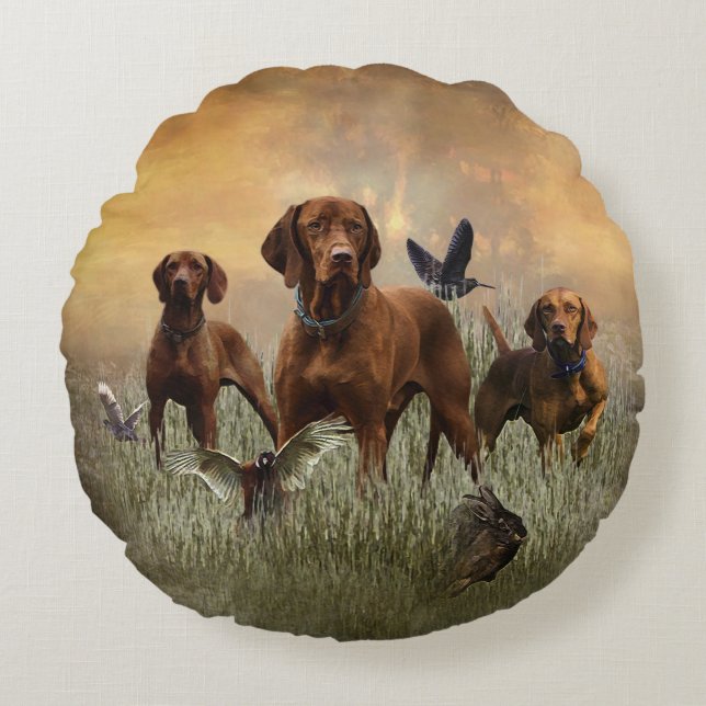 Hungarian Vizsla Art  Round Pillow (Front)