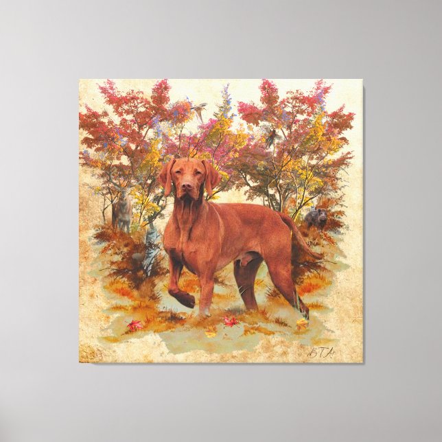 Hungarian Vizsla art  Throw Pillow Glass Coaster C Canvas Print (Front)