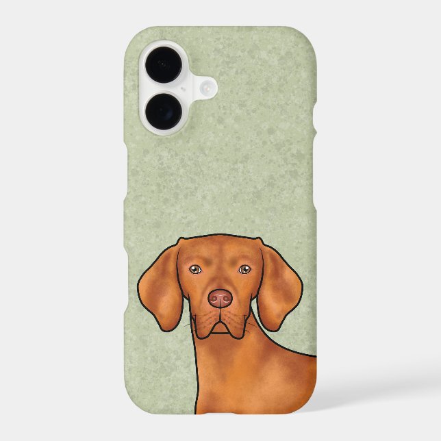 Hungarian Vizsla Cartoon Pointer Dog Head Green (Back)