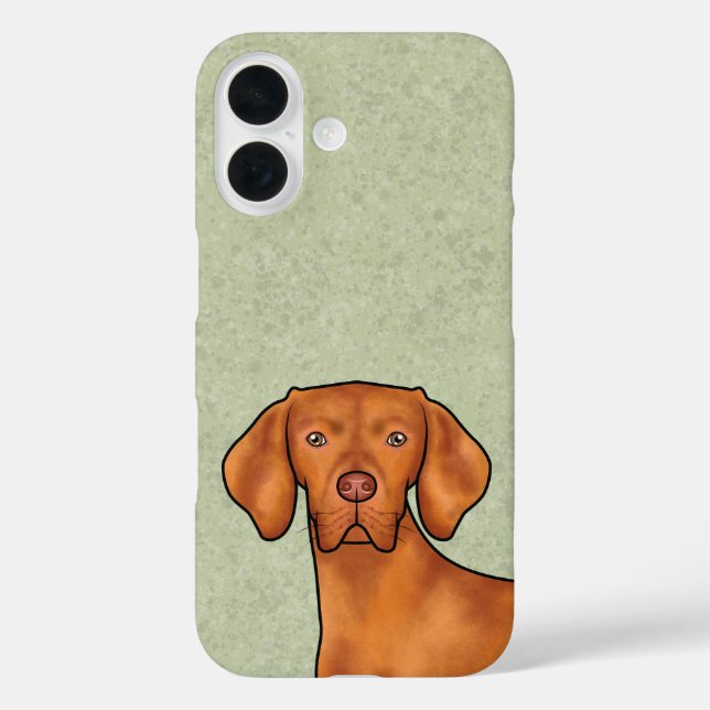 Hungarian Vizsla Cartoon Pointer Dog Head Green Case-Mate iPhone Case (Back)