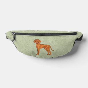 Hungarian Vizsla Cute Cartoon Pointer Dog Green Fanny Pack