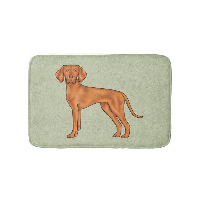 Hungarian Vizsla Cute Pointer Dog Standing Green Bath Mat (Front)