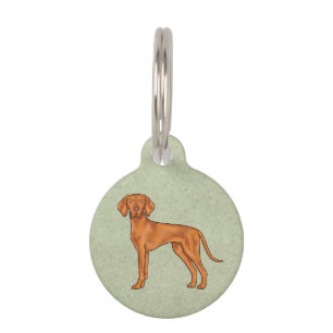 Hungarian Vizsla Cute Pointer Dog Standing Green Pet Tag
