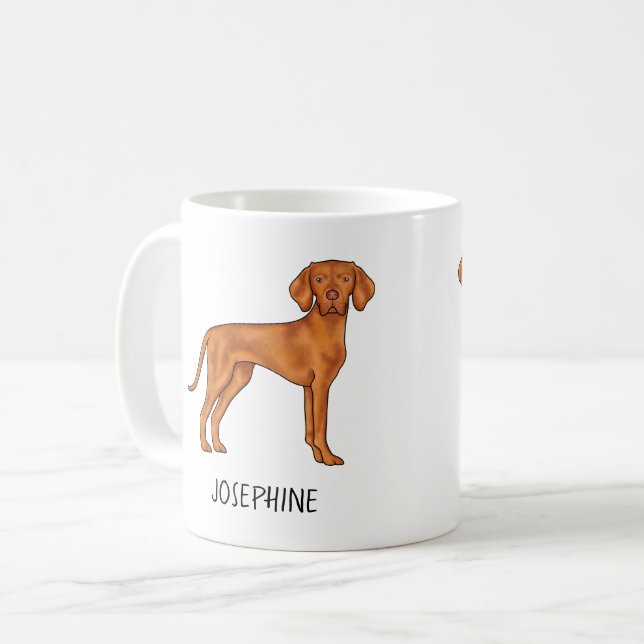 Hungarian Vizsla Cute Pointer Dog With Custom Name Coffee Mug (Front Left)