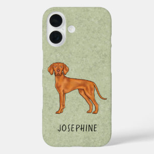 Hungarian Vizsla Cute Pointer Dog With Name Green iPhone 16 Case