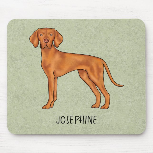 Hungarian Vizsla Cute Pointer Dog With Name Green Mouse Pad (Front)