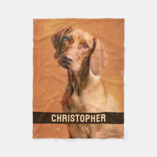 Hungarian Vizsla Dog Add Name Fleece Blanket