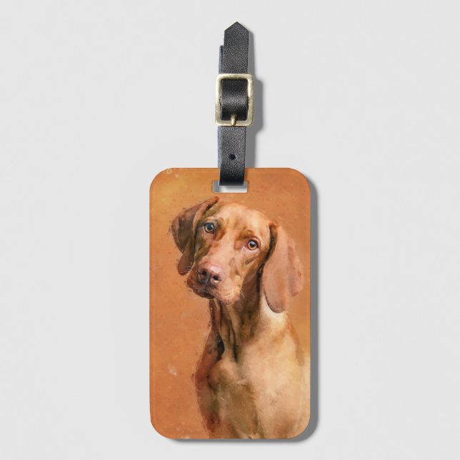 Hungarian Vizsla Dog Art Painting Luggage Tag (Front Vertical)