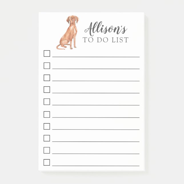 Hungarian Vizsla Dog Personalized To Do List Post-it Notes (Front)