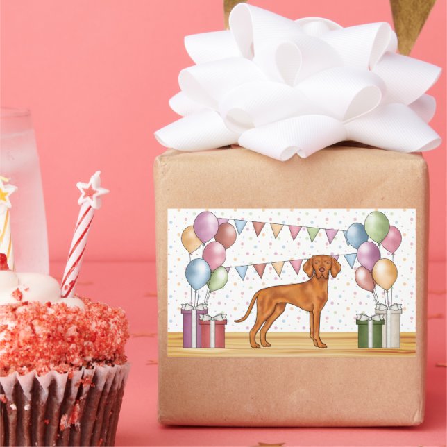 Hungarian Vizsla Dog With Pastel Colours Birthday Sticker (Party)