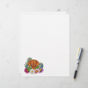 Hungarian Vizsla Head With Colourful Summer Flower Letterhead