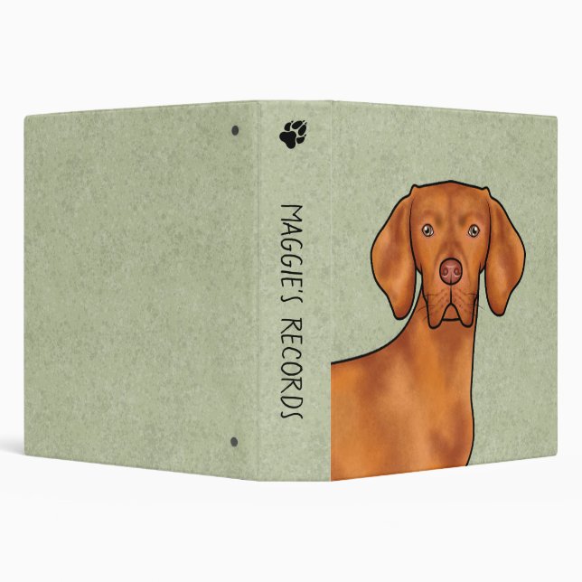 Hungarian Vizsla Pointer Dog Head With Text Green Binder (Background)