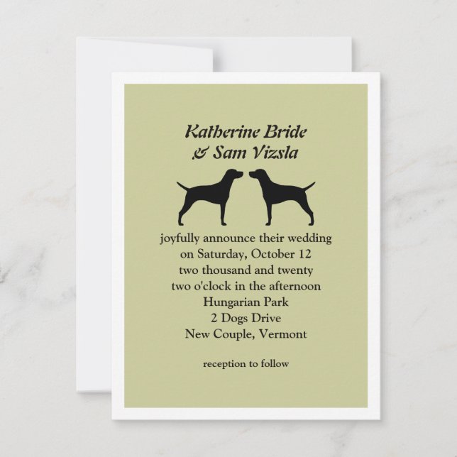 Hungarian Vizslas Wedding Invitation (Front)