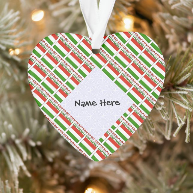 Hungary and Hungarian Flag Tiled Personalized  Ornament (Tree)