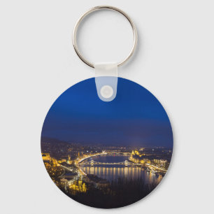 Hungary Budapest at night panorama Keychain