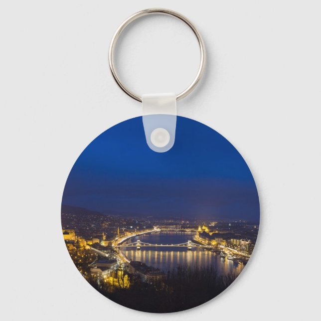 Hungary Budapest at night panorama Keychain (Front)