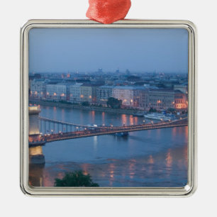 HUNGARY, Budapest: Szechenyi (Chain) Bridge, 3 Metal Ornament