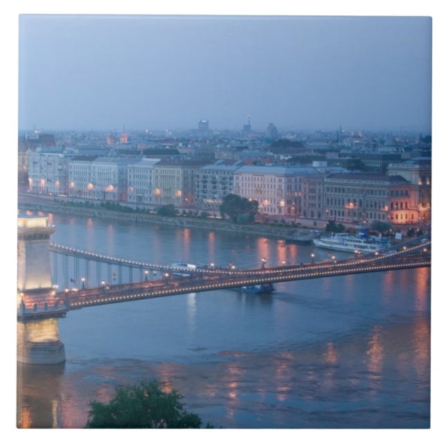 HUNGARY, Budapest: Szechenyi (Chain) Bridge, 3 Tile (Front)