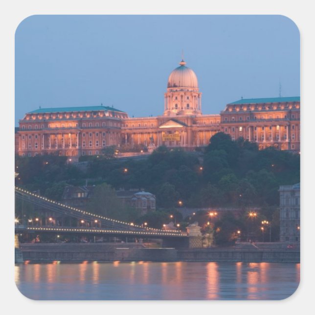HUNGARY, Budapest: Szechenyi (Chain) Bridge, Square Sticker (Front)