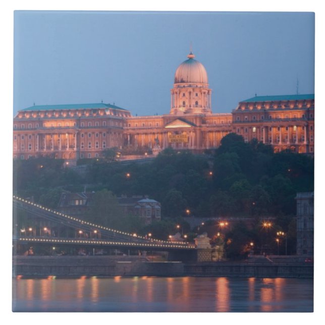 HUNGARY, Budapest: Szechenyi (Chain) Bridge, Tile (Front)