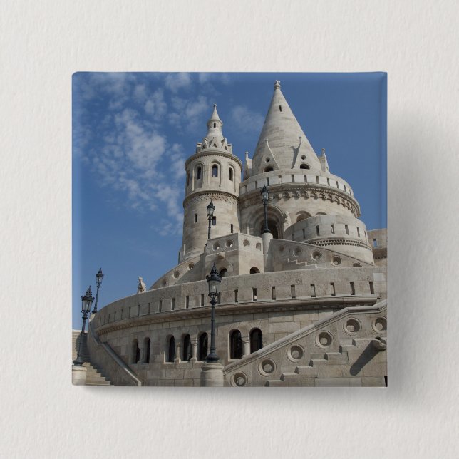 Hungary, capital city of Budapest. Buda, Castle 2 2 Inch Square Button (Front)