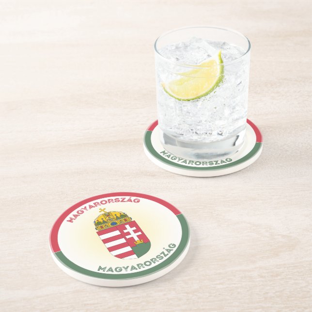 Hungary Coat of Arms Circle Shape Coaster (Side)