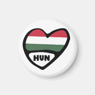 Hungary Country Code Flag Heart, HUN Magnet