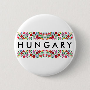 hungary country symbol name text folk motif tradit 2 inch round button