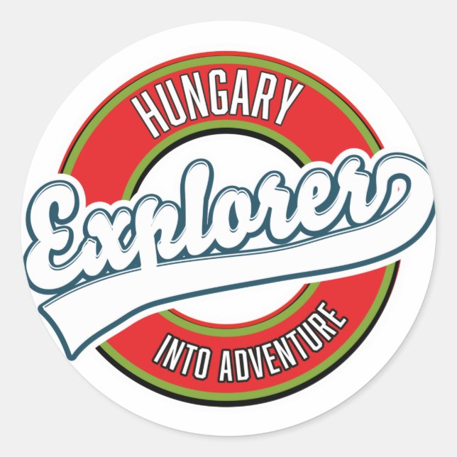 Hungary explorer into adventure logo classic round sticker (Front)