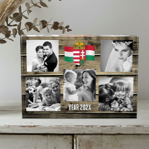 Hungary family photo block, Hungarian flag, wood