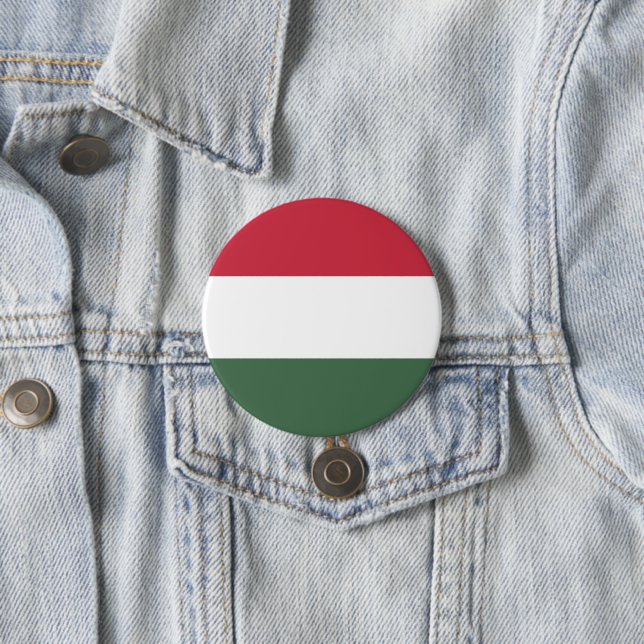 Hungary flag 3 inch round button (In Situ)
