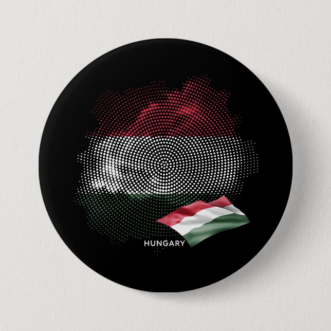 Hungary flag 3 inch round button (Front)