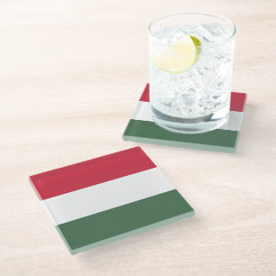 Hungary flag glass coaster