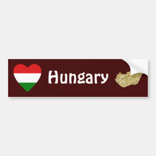 Hungary Flag Heart + Map Bumper Sticker