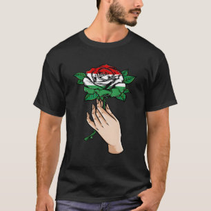 Hungary Flag Hungarian Roots Red Rose T-Shirt