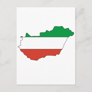 Hungary flag map postcard
