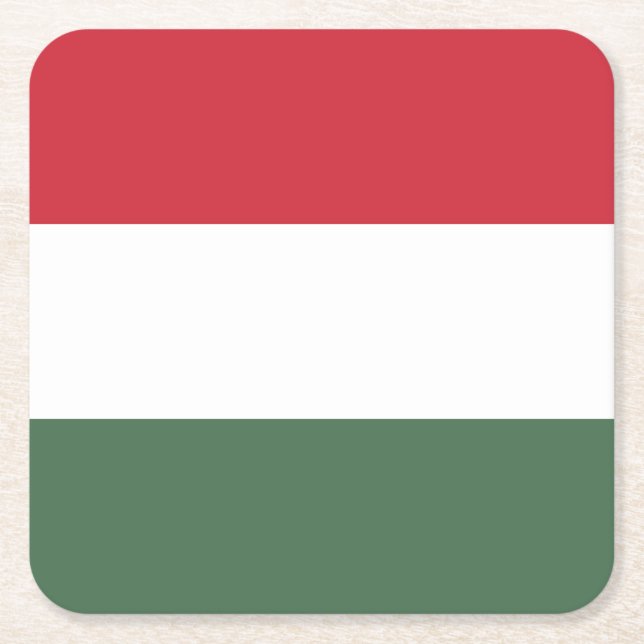 Hungary Flag Square Paper Coaster (Front)