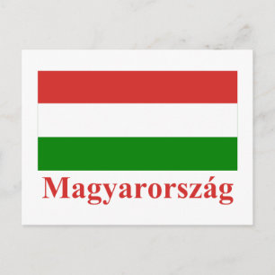 Hungary Flag with Name in Hungarian Postcard