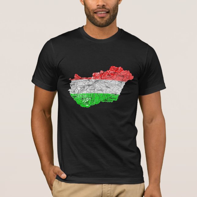 Hungary Flagcolor Map T-Shirt (Front)