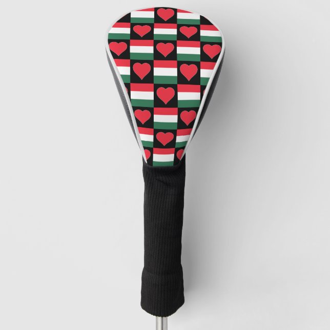 Hungary Golf Love Heart Pattern Hungarian Pride Head Cover (Front)
