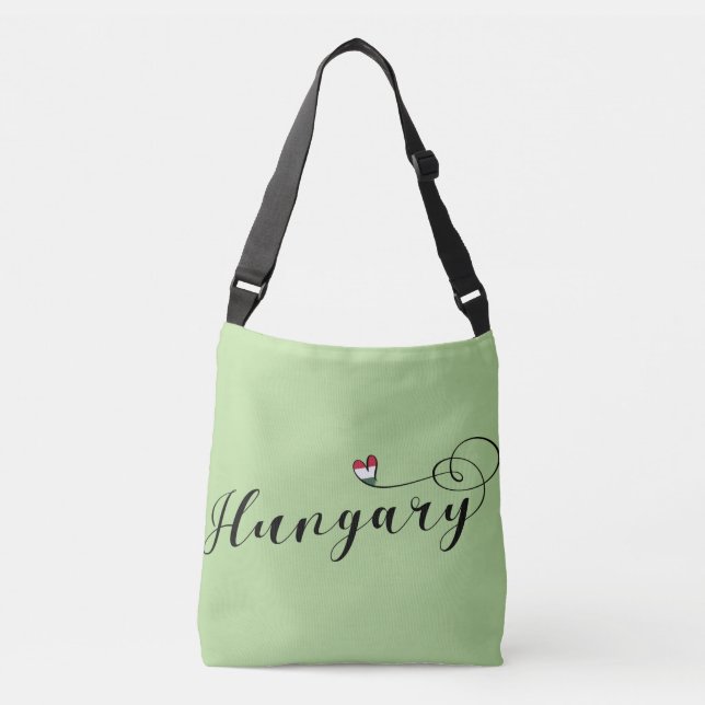 Hungary Heart Customizable Bag, Hungarian Crossbody Bag (Front)
