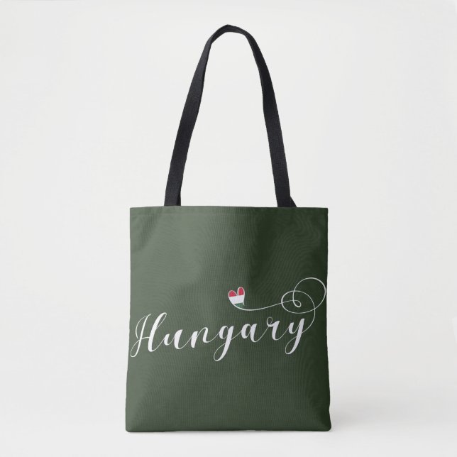 Hungary Heart Customizable Bag, Hungarian Tote Bag (Front)