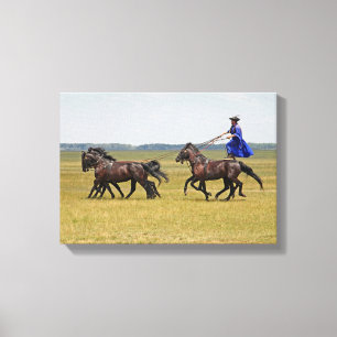 Hungary horseman and horses canvas print
