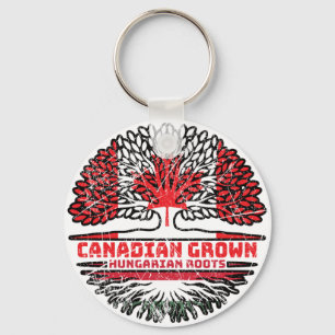 Hungary Hungarian Canadian Canada Tree Roots Flag Keychain