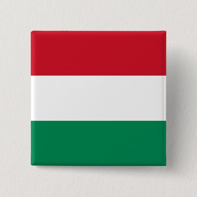Hungary (Hungarian) Flag 2 Inch Square Button (Front)