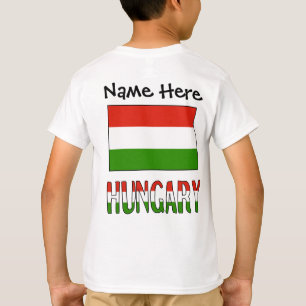 Hungary Hungarian Flag Black Personalization  T-Shirt