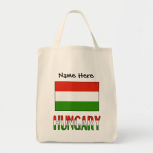 Hungary Hungarian Flag Black Personalization Tote Bag