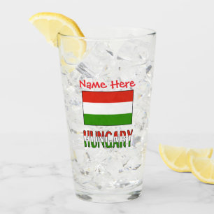 Hungary Hungarian Flag Red Personalized Glass