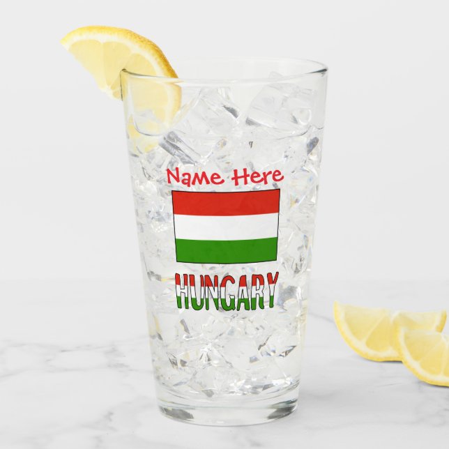 Hungary Hungarian Flag Red Personalized  Glass (Front Ice)